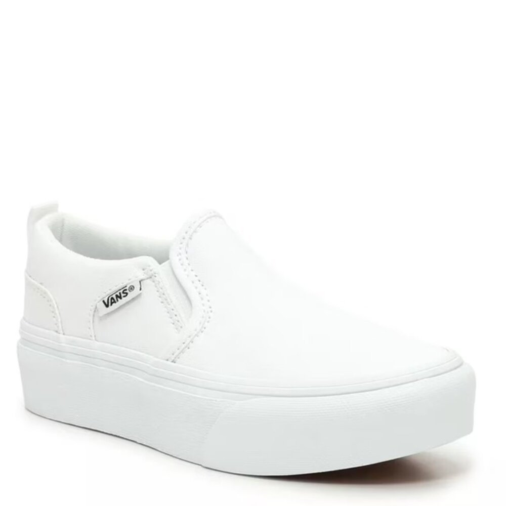 Vans White Asher Platform Sneaker - Kids Size: 5 Youth